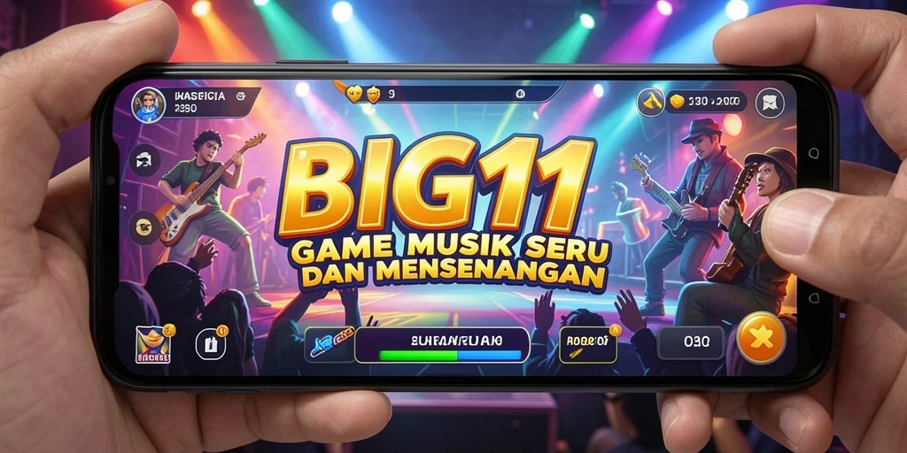Tampilan gameplay seru dari aplikasi BIG11 dengan berbagai pilihan lagu.