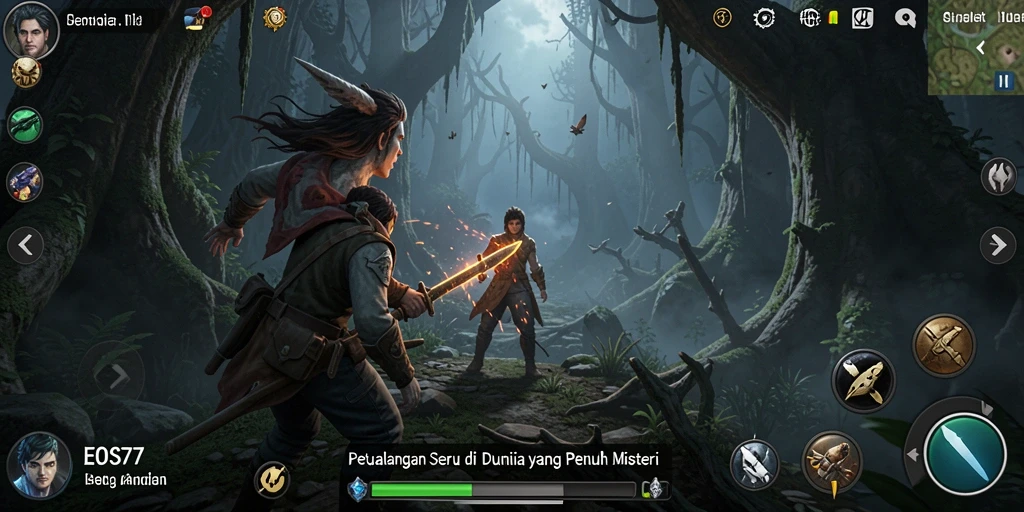 Tampilan gameplay seru di RPG petualangan EOS77.