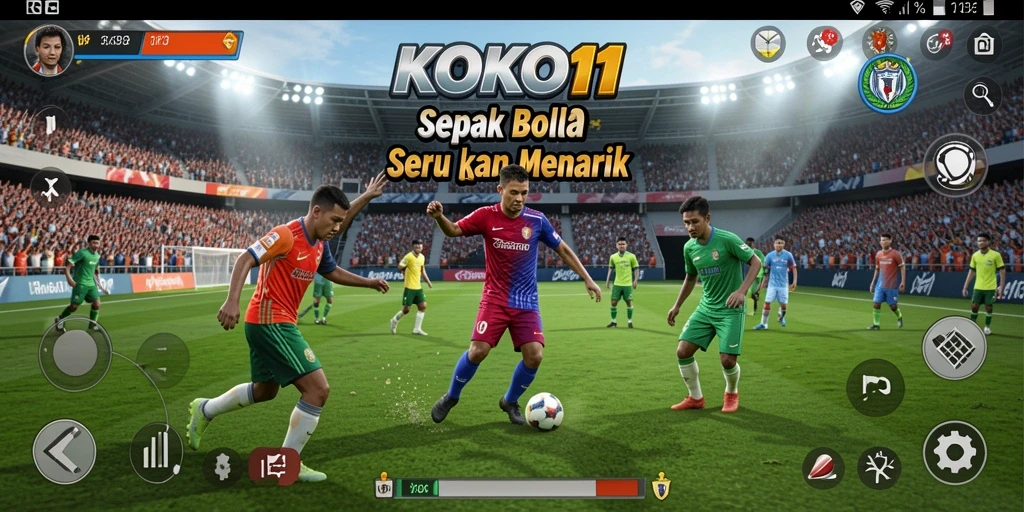 Tampilan gameplay KOKO11 yang seru saat mencetak gol.