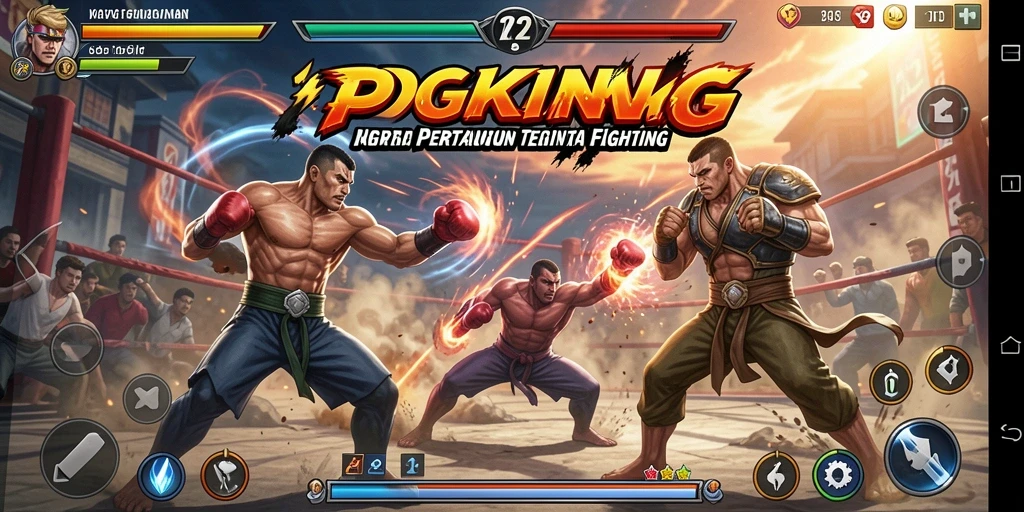 Tangkapan layar utama PGKING yang menunjukkan aksi pertarungan yang mendebarkan.