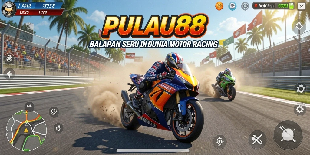 Screenshot utama PULAU88 menampilkan aksi balapan yang memukau dan mendebarkan.