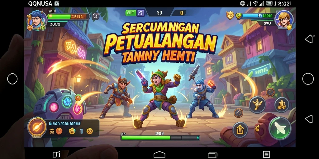 Screenshot gameplay QQNUSA yang menampilkan aksi seru dalam level arcade.
