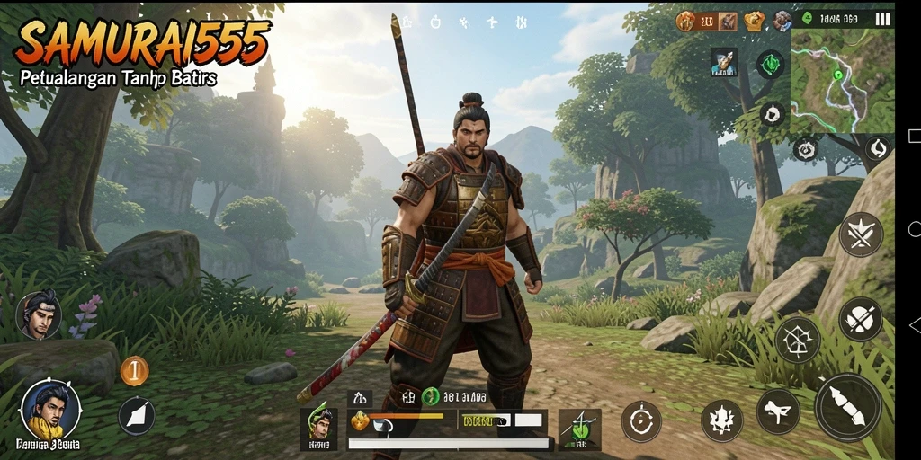 Gameplay SAMURAI555 yang menakjubkan dalam dunia terbuka.